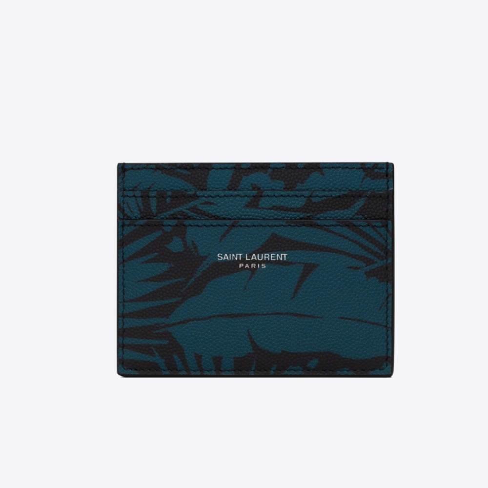NWT Saint Laurent Grain De Poudre Pebbled Leather Card Holder